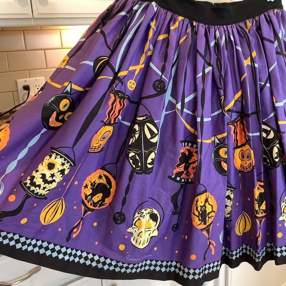 Pinup Couture Halloween Pumpkin Skirt Size XL Purple Black - Picture 3 of 11
